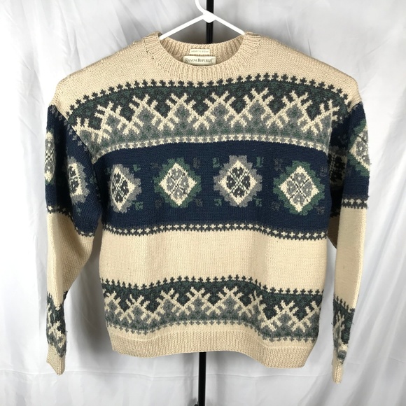 VTG BANANA REPUBLIC Mens Handknit Wool Sweater - Picture 1 of 4